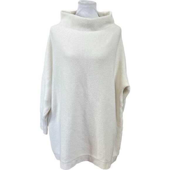 Free People Ottoman Slouchy Tunic Sweater Powder White XL Extra Large Oversized - Picture 2 of 8